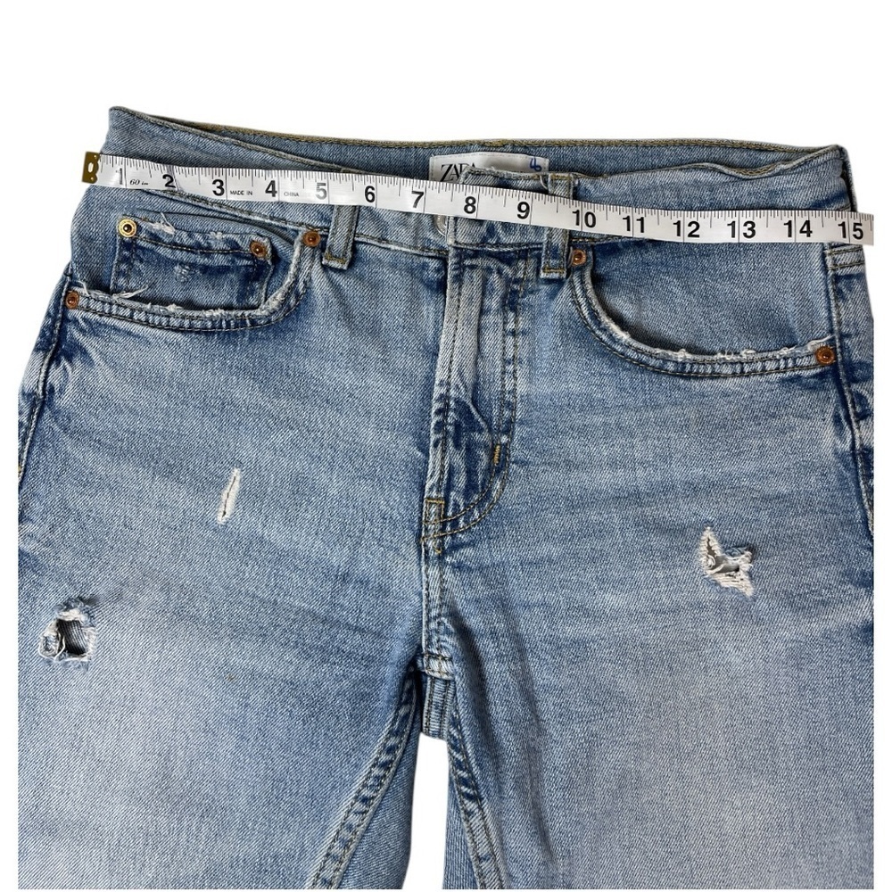 zara the slim boyfriend jeans distressed jeans and chew raw hem size 2 - Picture 4 of 10